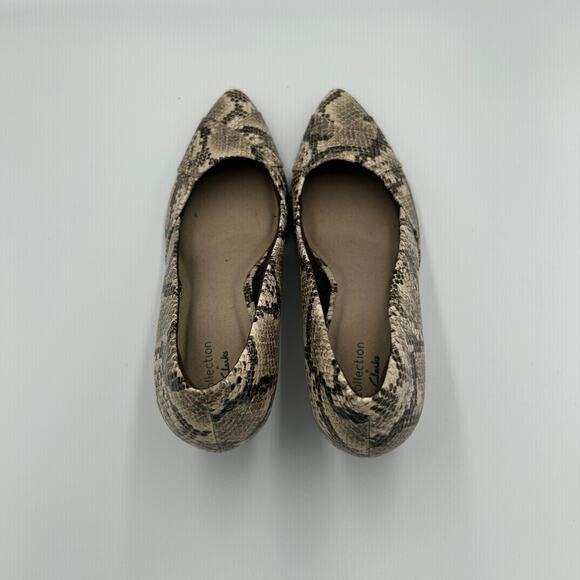 Clark’s Linvale Jerica Taupe Snake Print Leather Kitten Heel, Sz 9.5M - Picture 4 of 6
